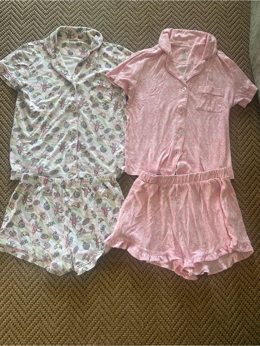 Roller Rabbit Girls' Short-Sleeve Pajama Sets - Pink and White Prints